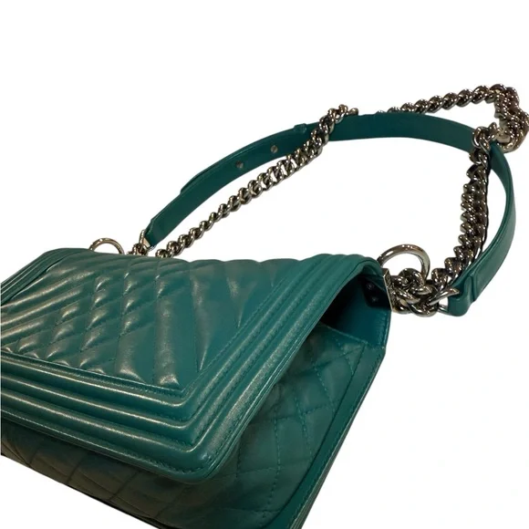 RARE Chanel Boy Bag: Medium Size, Dark Teal Leather *AUTHENTICATED* - Picture 9 of 16